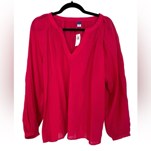 NWT Old Navy Split-Neck Crinkle Gauze Top, Size L (12/14), Carousel Pink - Picture 5 of 8